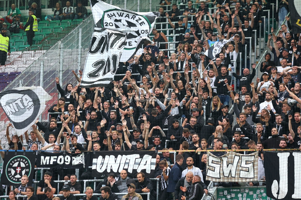 Rapid Wien - Sturm Graz
Oesterreichische Fussball Bundesliga, 8. Runde, SK Rapid Wien - SK Sturm Graz, Weststadion Wien, 24.09.2023. 

Foto zeigt Fans von Sturm
