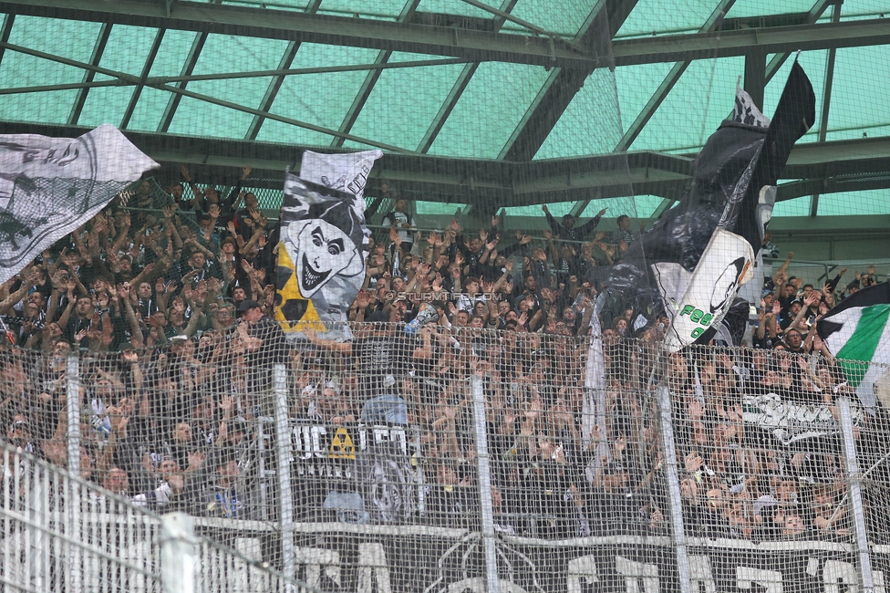 Rapid Wien - Sturm Graz
Oesterreichische Fussball Bundesliga, 8. Runde, SK Rapid Wien - SK Sturm Graz, Weststadion Wien, 24.09.2023. 

Foto zeigt Fans von Sturm
