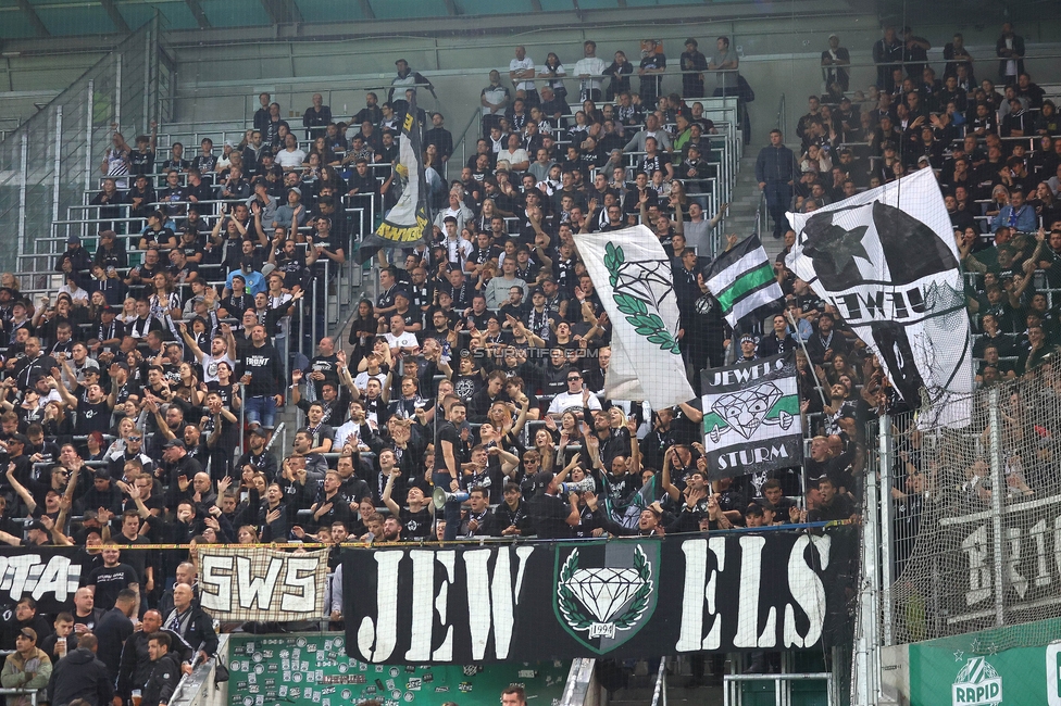 Rapid Wien - Sturm Graz
Oesterreichische Fussball Bundesliga, 8. Runde, SK Rapid Wien - SK Sturm Graz, Weststadion Wien, 24.09.2023. 

Foto zeigt Fans von Sturm
