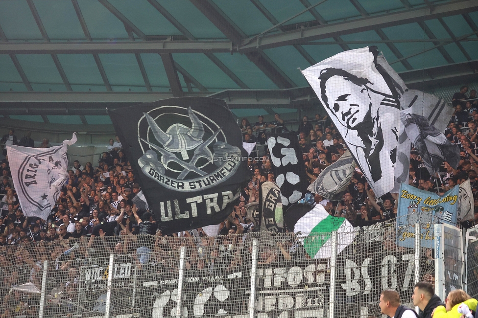 Rapid Wien - Sturm Graz
Oesterreichische Fussball Bundesliga, 8. Runde, SK Rapid Wien - SK Sturm Graz, Weststadion Wien, 24.09.2023. 

Foto zeigt Fans von Sturm
