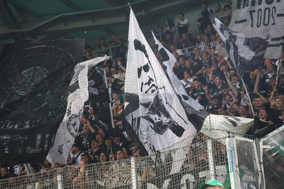 Rapid Wien - Sturm Graz
Oesterreichische Fussball Bundesliga, 8. Runde, SK Rapid Wien - SK Sturm Graz, Weststadion Wien, 24.09.2023. 

Foto zeigt Fans von Sturm
