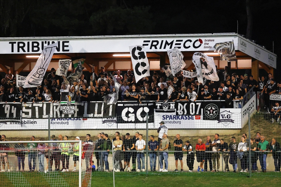 Leobendorf - Sturm Graz
OEFB Cup, 2. Runde, SV Leobendorf - SK Sturm Graz, Franz Haas Stadion Leobendorf, 27.09.2023. 

Foto zeigt Fans von Sturm
