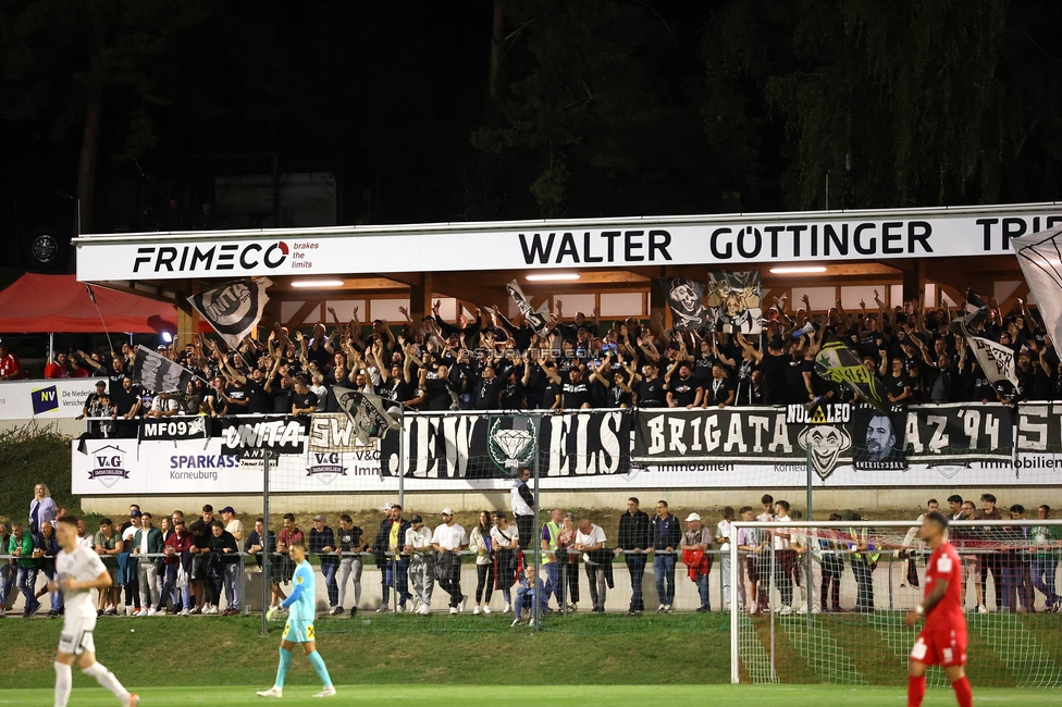 Leobendorf - Sturm Graz
OEFB Cup, 2. Runde, SV Leobendorf - SK Sturm Graz, Franz Haas Stadion Leobendorf, 27.09.2023. 

Foto zeigt Fans von Sturm
