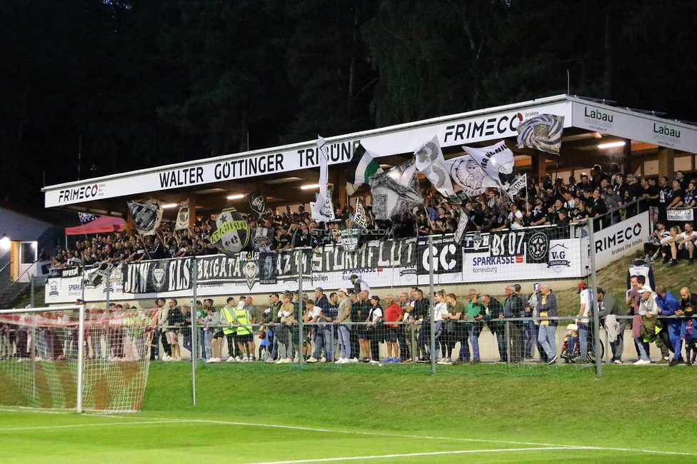 Leobendorf - Sturm Graz
OEFB Cup, 2. Runde, SV Leobendorf - SK Sturm Graz, Franz Haas Stadion Leobendorf, 27.09.2023. 

Foto zeigt Fans von Sturm
