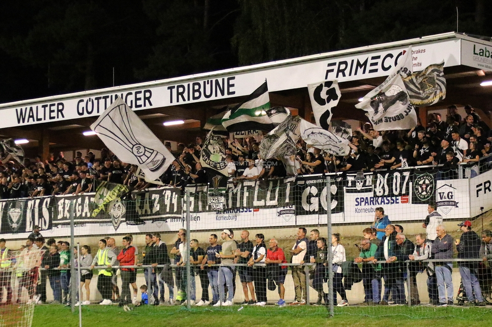 Leobendorf - Sturm Graz
OEFB Cup, 2. Runde, SV Leobendorf - SK Sturm Graz, Franz Haas Stadion Leobendorf, 27.09.2023. 

Foto zeigt Fans von Sturm
