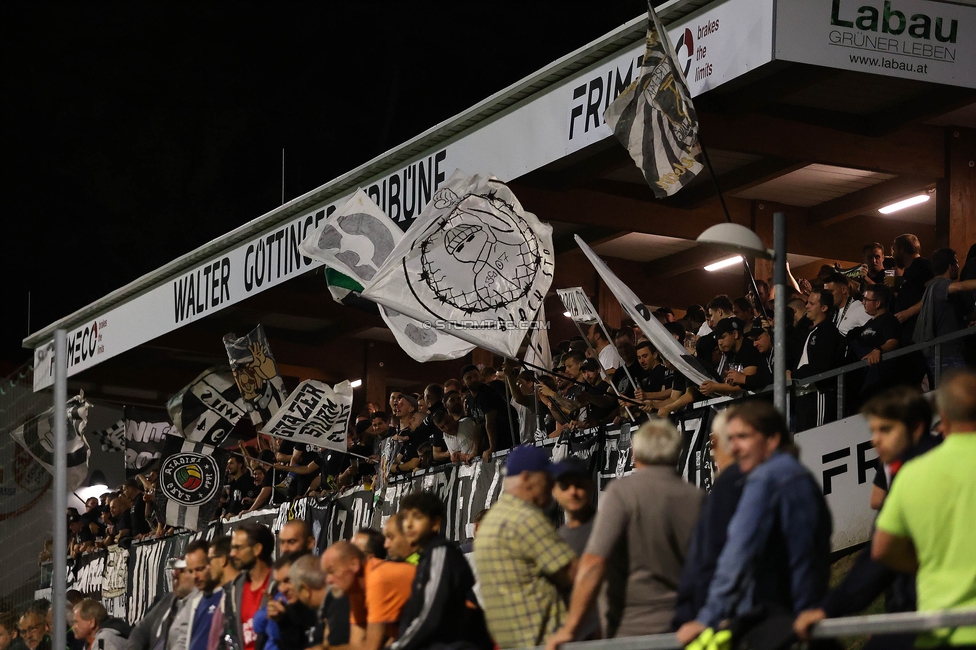 Leobendorf - Sturm Graz
OEFB Cup, 2. Runde, SV Leobendorf - SK Sturm Graz, Franz Haas Stadion Leobendorf, 27.09.2023. 

Foto zeigt Fans von Sturm
