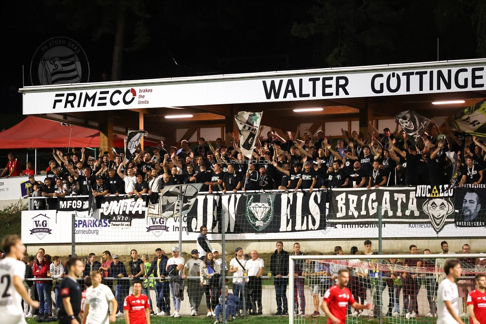 Leobendorf - Sturm Graz
OEFB Cup, 2. Runde, SV Leobendorf - SK Sturm Graz, Franz Haas Stadion Leobendorf, 27.09.2023. 

Foto zeigt Fans von Sturm
