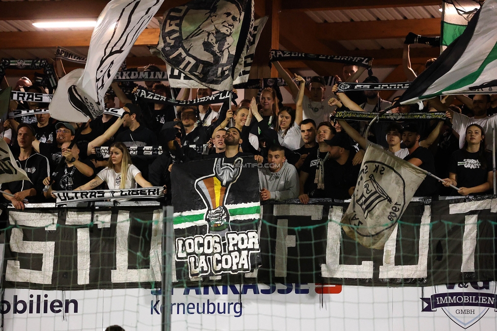 Leobendorf - Sturm Graz
OEFB Cup, 2. Runde, SV Leobendorf - SK Sturm Graz, Franz Haas Stadion Leobendorf, 27.09.2023. 

Foto zeigt Fans von Sturm
