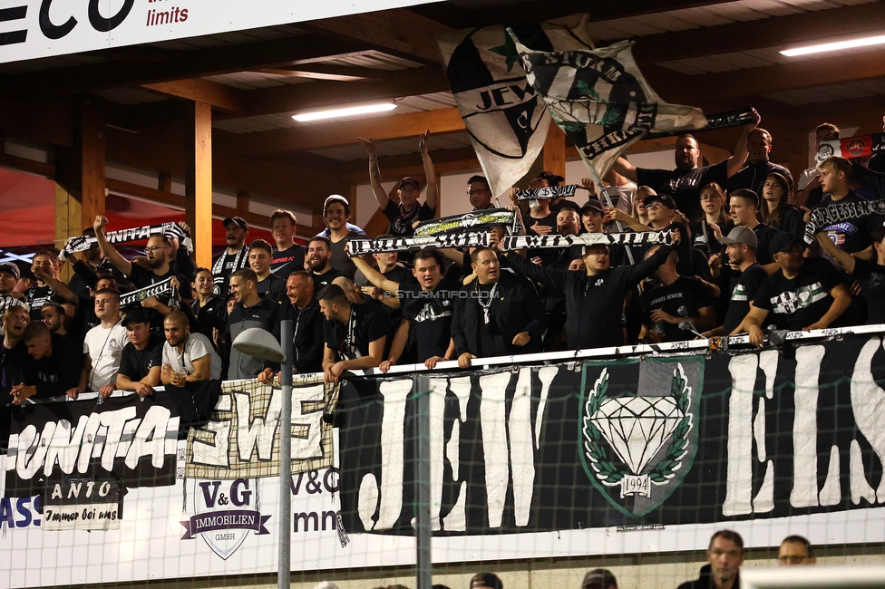 Leobendorf - Sturm Graz
OEFB Cup, 2. Runde, SV Leobendorf - SK Sturm Graz, Franz Haas Stadion Leobendorf, 27.09.2023. 

Foto zeigt Fans von Sturm
