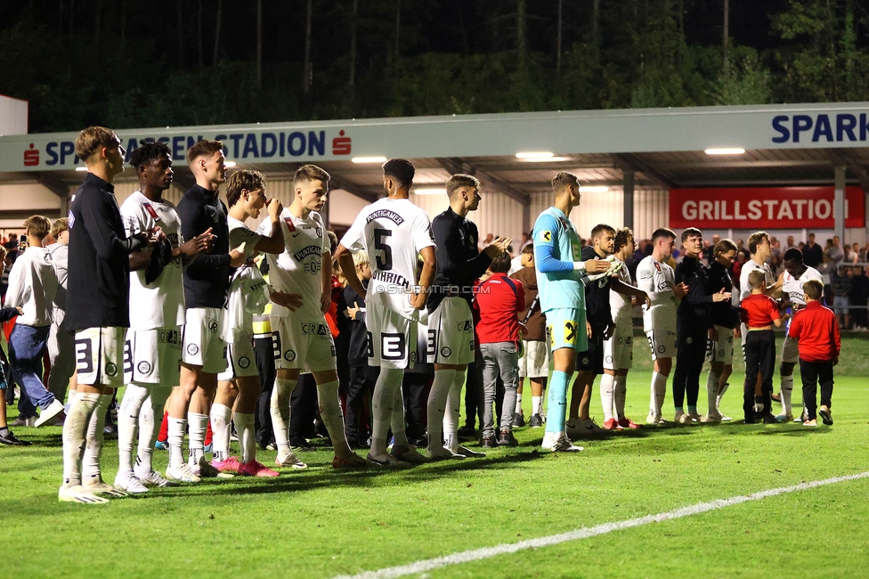 Leobendorf - Sturm Graz
OEFB Cup, 2. Runde, SV Leobendorf - SK Sturm Graz, Franz Haas Stadion Leobendorf, 27.09.2023. 

Foto zeigt Fans von Sturm
