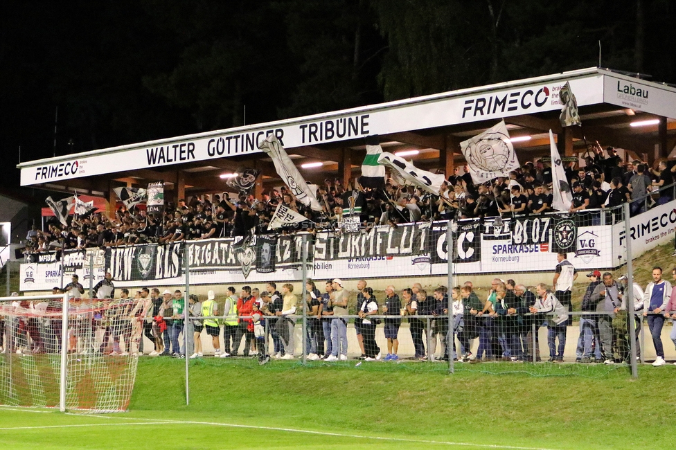 Leobendorf - Sturm Graz
OEFB Cup, 2. Runde, SV Leobendorf - SK Sturm Graz, Franz Haas Stadion Leobendorf, 27.09.2023. 

Foto zeigt Fans von Sturm
