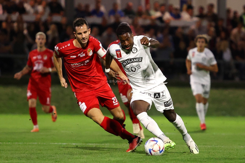 Leobendorf - Sturm Graz
OEFB Cup, 2. Runde, SV Leobendorf - SK Sturm Graz, Sportplatz Leobendorf, 27.09.2023. 

Foto zeigt Bryan Silva Teixeira Jr. (Sturm)
