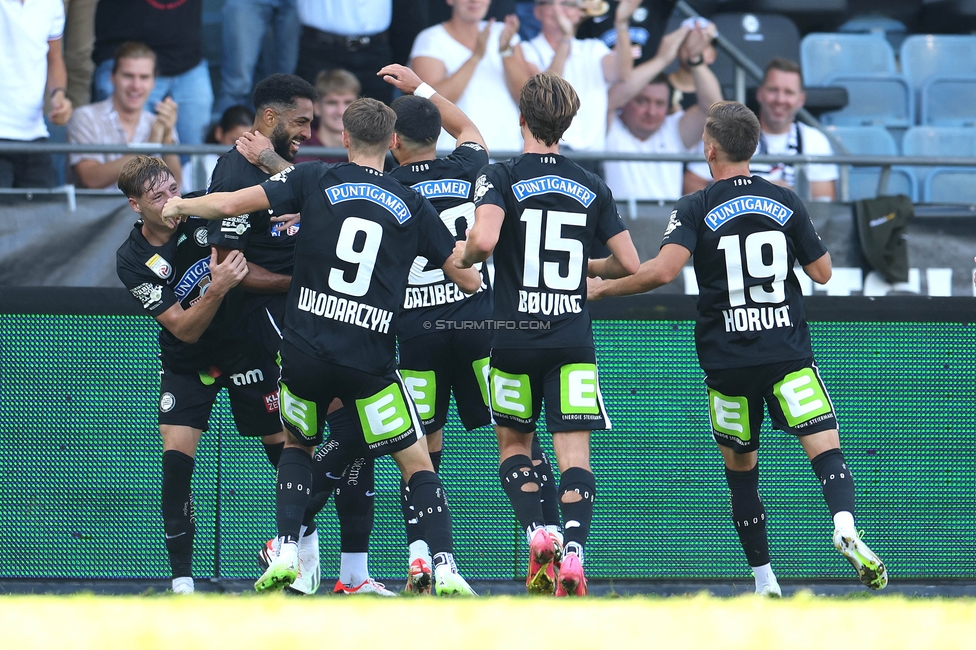 Sturm Graz - Wattens
Oesterreichische Fussball Bundesliga, 9. Runde, SK Sturm Graz - WSG Tirol, Stadion Liebenau Graz, 01.10.2023. 

Foto zeigt Gregory Wuethrich (Sturm), Szymon Wlodarczyk (Sturm), William Boeving (Sturm) und Tomi Horvat (Sturm)
