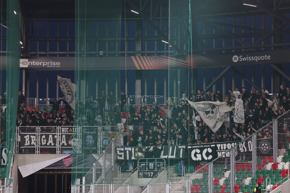 Rakow Czestochowa - Sturm Graz
UEFA Europa League Gruppenphase 2. Spieltag, Rakow Czestochowa - SK Sturm Graz, Zaglebiowski Park Sportowy Sosnowiec, 05.10.2023. 

Foto zeigt Fans von Sturm
