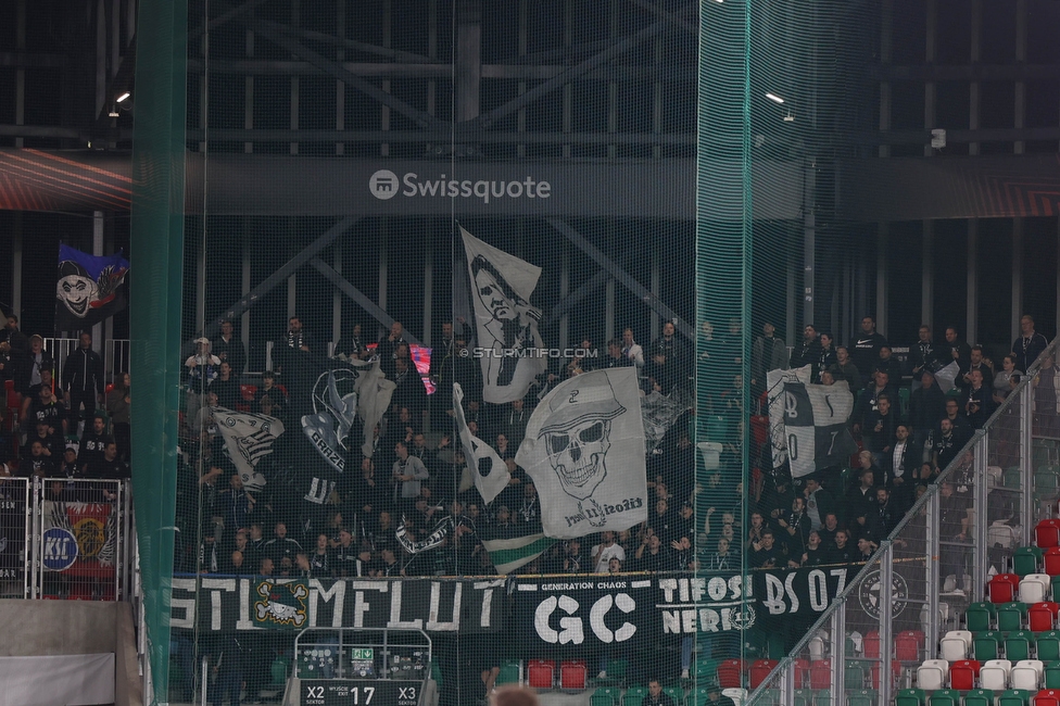 Rakow Czestochowa - Sturm Graz
UEFA Europa League Gruppenphase 2. Spieltag, Rakow Czestochowa - SK Sturm Graz, Zaglebiowski Park Sportowy Sosnowiec, 05.10.2023. 

Foto zeigt Fans von Sturm
