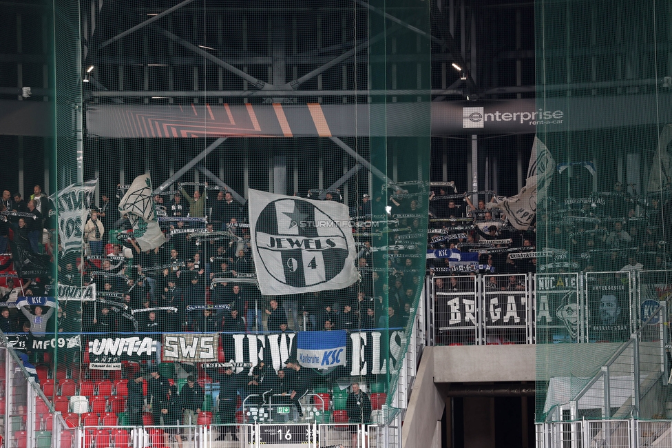 Rakow Czestochowa - Sturm Graz
UEFA Europa League Gruppenphase 2. Spieltag, Rakow Czestochowa - SK Sturm Graz, Zaglebiowski Park Sportowy Sosnowiec, 05.10.2023. 

Foto zeigt Fans von Sturm
