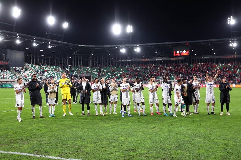 Rakow Czestochowa - Sturm Graz
UEFA Europa League Gruppenphase 2. Spieltag, Rakow Czestochowa - SK Sturm Graz, Zaglebiowski Park Sportowy Sosnowiec, 05.10.2023. 

Foto zeigt die Mannschaft von Sturm
