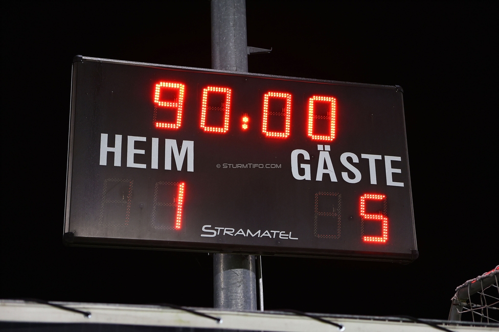 Sturm Damen - St. Poelten
OEFB Frauen Bundesliga, 5. Runde, SK Sturm Graz Damen - SKN St. Poelten, Trainingszentrum Messendorf, 06.10.2023. 

Foto zeigt den Endstand
