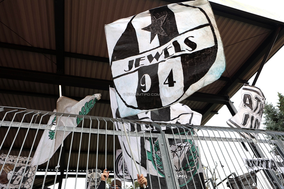 Wolfsberg - Sturm Graz
Oesterreichische Fussball Bundesliga, 10. Runde, Wolfsberger AC - SK Sturm Graz, Lavanttal-Arena Wolfsberg, 08.10.2023. 

Foto zeigt Fans von Sturm
