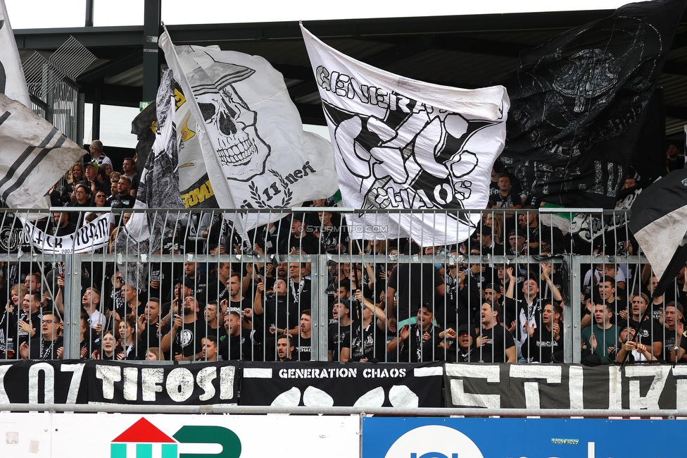 Wolfsberg - Sturm Graz
Oesterreichische Fussball Bundesliga, 10. Runde, Wolfsberger AC - SK Sturm Graz, Lavanttal-Arena Wolfsberg, 08.10.2023. 

Foto zeigt Fans von Sturm
