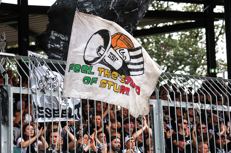 Wolfsberg - Sturm Graz
Oesterreichische Fussball Bundesliga, 10. Runde, Wolfsberger AC - SK Sturm Graz, Lavanttal-Arena Wolfsberg, 08.10.2023. 

Foto zeigt Fans von Sturm
