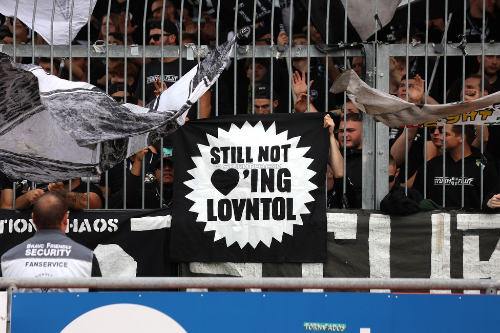 Wolfsberg - Sturm Graz
Oesterreichische Fussball Bundesliga, 10. Runde, Wolfsberger AC - SK Sturm Graz, Lavanttal-Arena Wolfsberg, 08.10.2023. 

Foto zeigt Fans von Sturm
