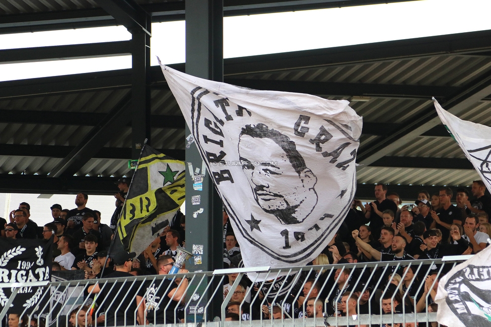 Wolfsberg - Sturm Graz
Oesterreichische Fussball Bundesliga, 10. Runde, Wolfsberger AC - SK Sturm Graz, Lavanttal-Arena Wolfsberg, 08.10.2023. 

Foto zeigt Fans von Sturm
