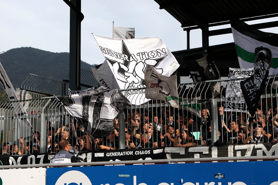 Wolfsberg - Sturm Graz
Oesterreichische Fussball Bundesliga, 10. Runde, Wolfsberger AC - SK Sturm Graz, Lavanttal-Arena Wolfsberg, 08.10.2023. 

Foto zeigt Fans von Sturm
