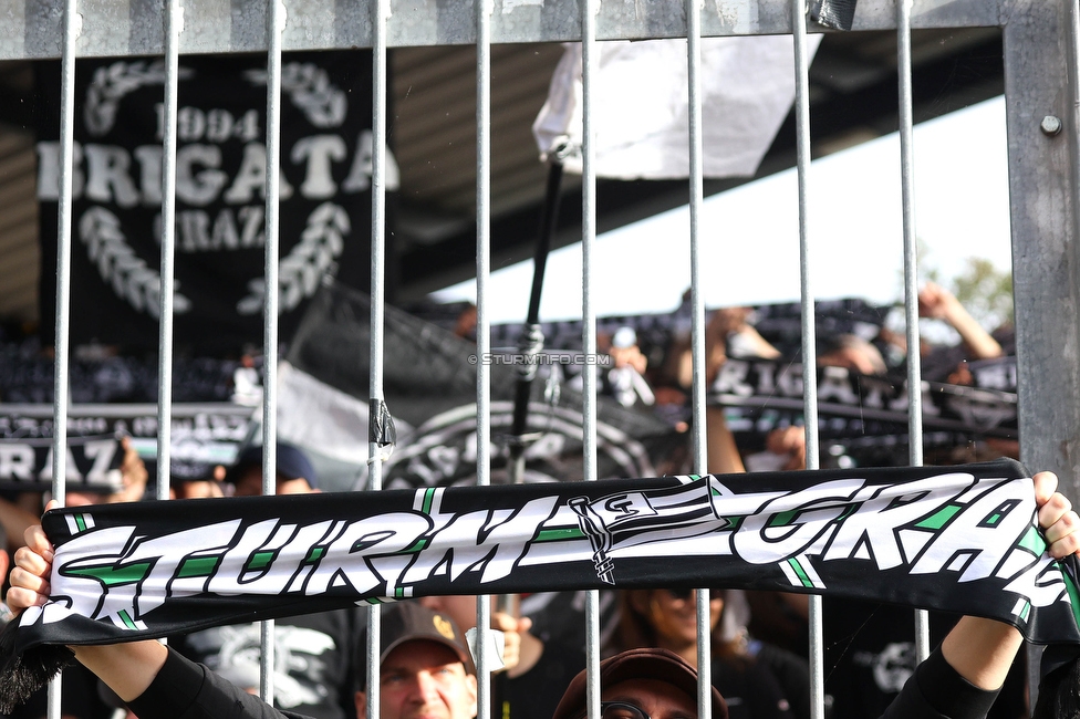 Wolfsberg - Sturm Graz
Oesterreichische Fussball Bundesliga, 10. Runde, Wolfsberger AC - SK Sturm Graz, Lavanttal-Arena Wolfsberg, 08.10.2023. 

Foto zeigt Fans von Sturm
