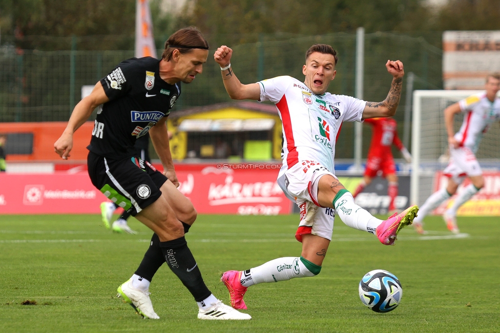 Wolfsberg - Sturm Graz
Oesterreichische Fussball Bundesliga, 10. Runde, Wolfsberger AC - SK Sturm Graz, Lavanttal-Arena Wolfsberg, 08.10.2023. 

Foto zeigt Stefan Hierlaender (Sturm)
