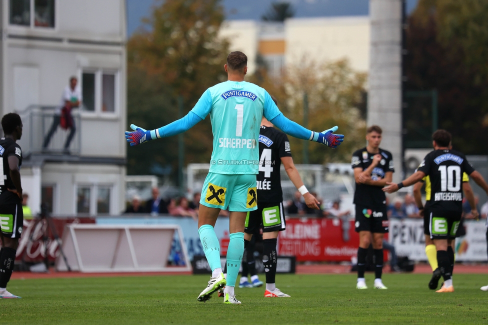 Wolfsberg - Sturm Graz
Oesterreichische Fussball Bundesliga, 10. Runde, Wolfsberger AC - SK Sturm Graz, Lavanttal-Arena Wolfsberg, 08.10.2023. 

Foto zeigt Kjell Scherpen (Sturm)
