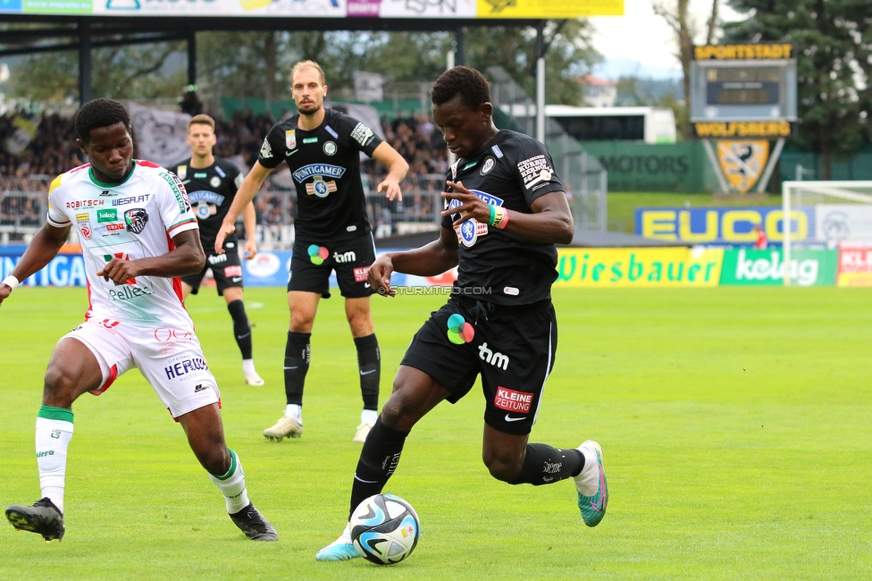 Wolfsberg - Sturm Graz
Oesterreichische Fussball Bundesliga, 10. Runde, Wolfsberger AC - SK Sturm Graz, Lavanttal-Arena Wolfsberg, 08.10.2023. 

Foto zeigt Amadou Dante (Sturm)
