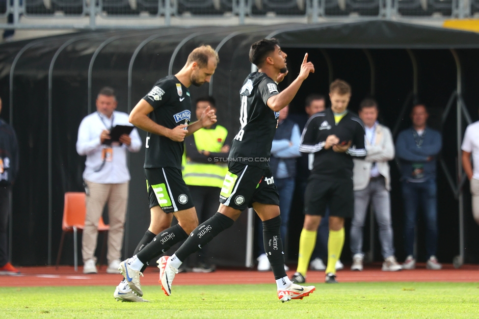 Wolfsberg - Sturm Graz
Oesterreichische Fussball Bundesliga, 10. Runde, Wolfsberger AC - SK Sturm Graz, Lavanttal-Arena Wolfsberg, 08.10.2023. 

Foto zeigt Manprit Sarkaria (Sturm)
