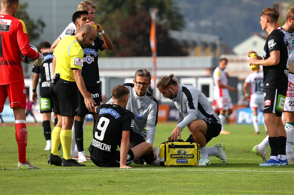 Wolfsberg - Sturm Graz
Oesterreichische Fussball Bundesliga, 10. Runde, Wolfsberger AC - SK Sturm Graz, Lavanttal-Arena Wolfsberg, 08.10.2023. 

Foto zeigt Szymon Wlodarczyk (Sturm)
