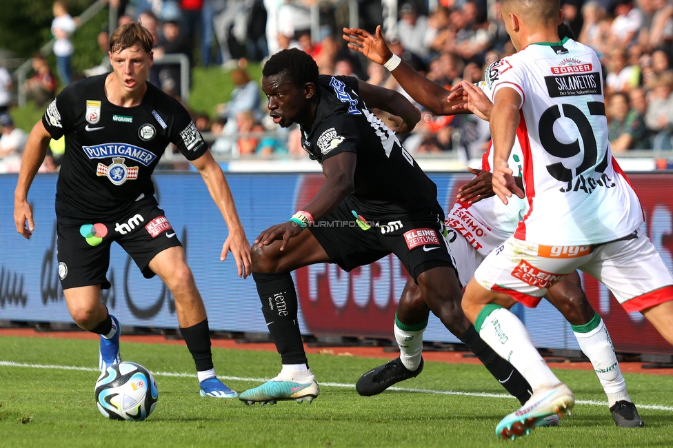 Wolfsberg - Sturm Graz
Oesterreichische Fussball Bundesliga, 10. Runde, Wolfsberger AC - SK Sturm Graz, Lavanttal-Arena Wolfsberg, 08.10.2023. 

Foto zeigt Amadou Dante (Sturm)
