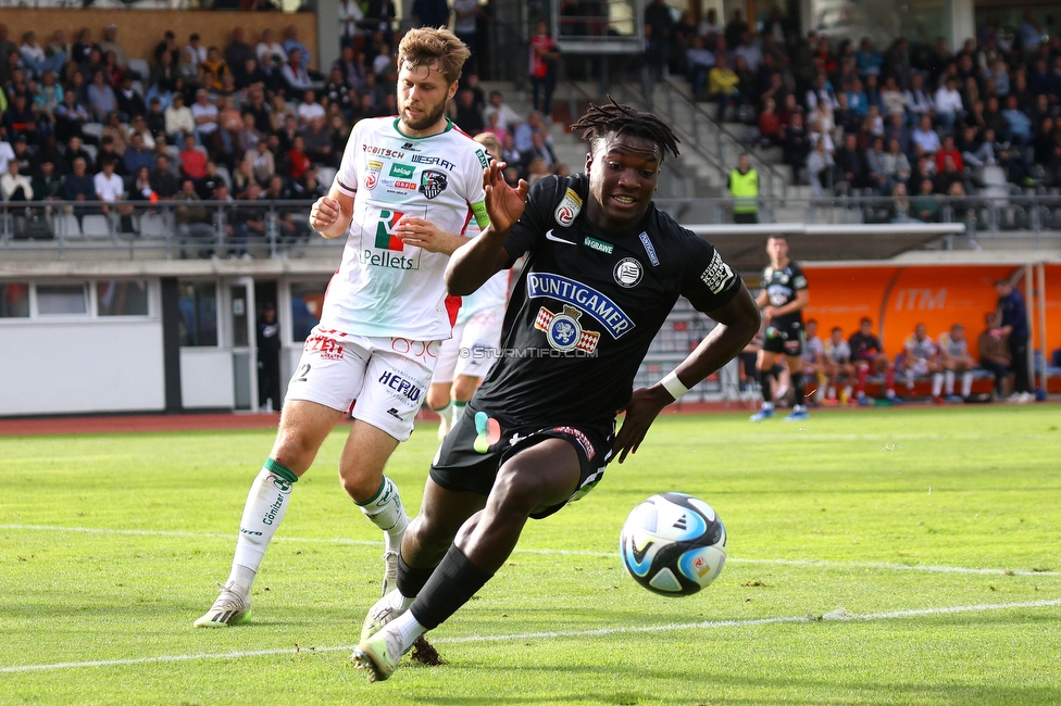 Wolfsberg - Sturm Graz
Oesterreichische Fussball Bundesliga, 10. Runde, Wolfsberger AC - SK Sturm Graz, Lavanttal-Arena Wolfsberg, 08.10.2023. 

Foto zeigt Seedyahmed Tijan Jatta (Sturm)
