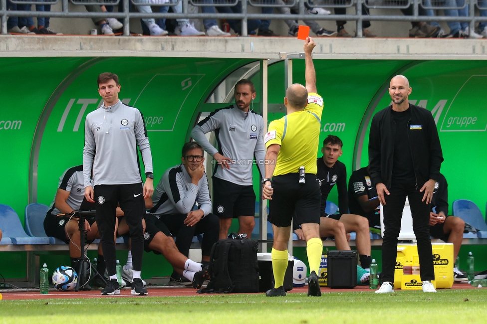 Wolfsberg - Sturm Graz
Oesterreichische Fussball Bundesliga, 10. Runde, Wolfsberger AC - SK Sturm Graz, Lavanttal-Arena Wolfsberg, 08.10.2023. 

Foto zeigt Paul Pajduch (Spielanalyst Sturm)
