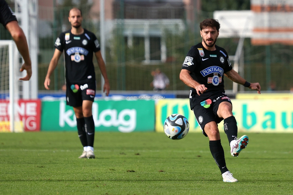 Wolfsberg - Sturm Graz
Oesterreichische Fussball Bundesliga, 10. Runde, Wolfsberger AC - SK Sturm Graz, Lavanttal-Arena Wolfsberg, 08.10.2023. 

Foto zeigt Otar Kiteishvili (Sturm) und Jon Gorenc-Stankovic (Sturm)d
