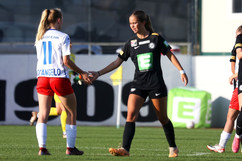 Sturm Damen - Blau Weiss Linz
OEFB Frauen Bundesliga, 6. Runde, SK Sturm Graz Damen - FC Blau Weiss Linz Union Kleinmuenchen, Trainingszentrum Messendorf, 14.10.2023. 

Foto zeigt Jasmin Reichmann (Sturm Damen)
