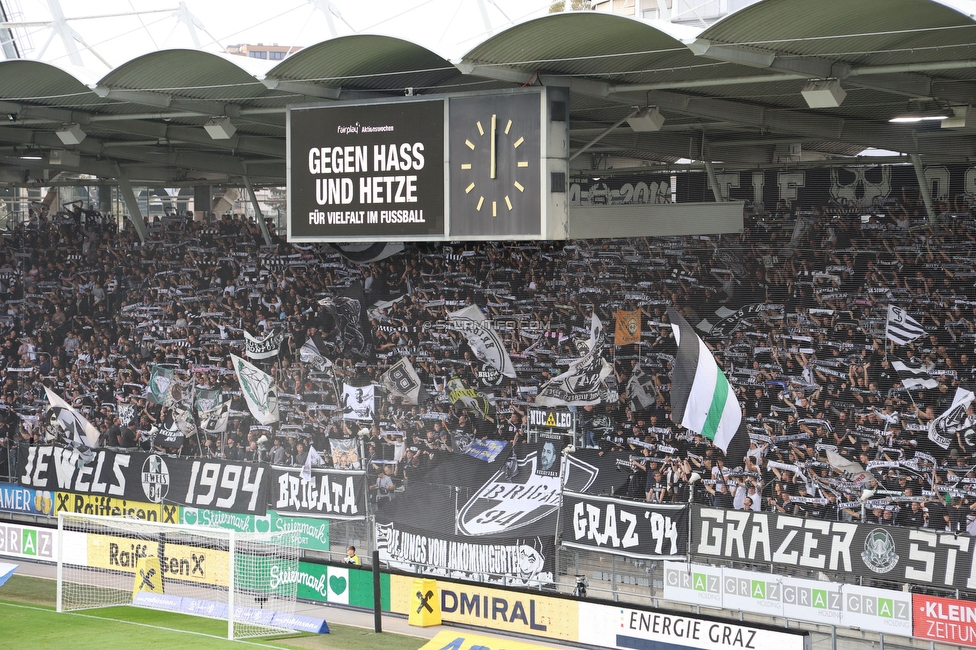 Sturm Graz - Hartberg
Oesterreichische Fussball Bundesliga, 11. Runde, SK Sturm Graz - TSV Hartberg,  Stadion Liebenau Graz, 21.10.2023. 

Foto zeigt Fans von Sturm
Schlüsselwörter: schals