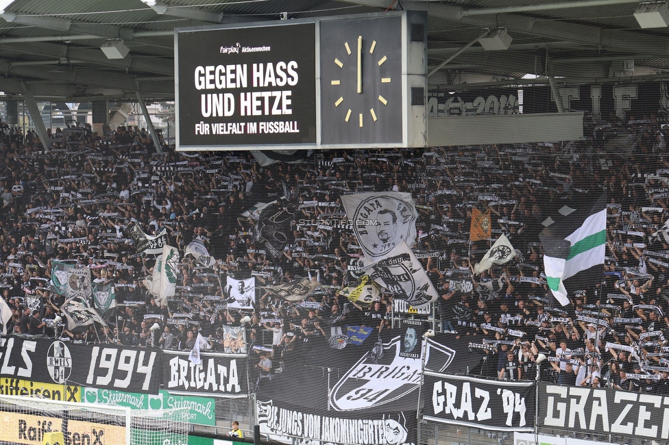 Sturm Graz - Hartberg
Oesterreichische Fussball Bundesliga, 11. Runde, SK Sturm Graz - TSV Hartberg,  Stadion Liebenau Graz, 21.10.2023. 

Foto zeigt Fans von Sturm
Schlüsselwörter: schals fairplay