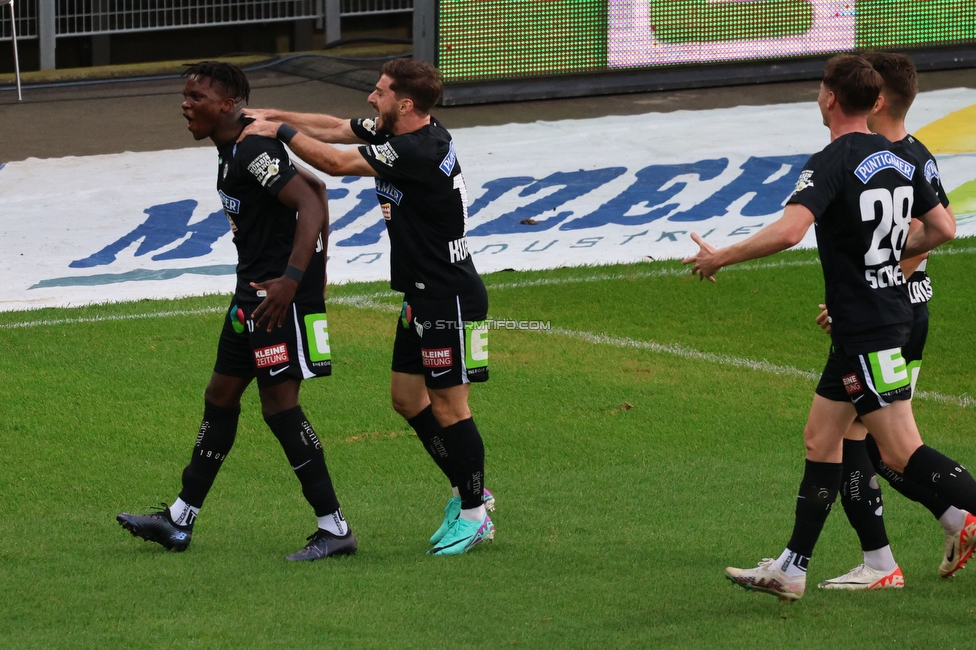 Sturm Graz - Hartberg
Oesterreichische Fussball Bundesliga, 11. Runde, SK Sturm Graz - TSV Hartberg,  Stadion Liebenau Graz, 21.10.2023. 

Foto zeigt Seedy Jatta (Sturm)
Schlüsselwörter: torjubel