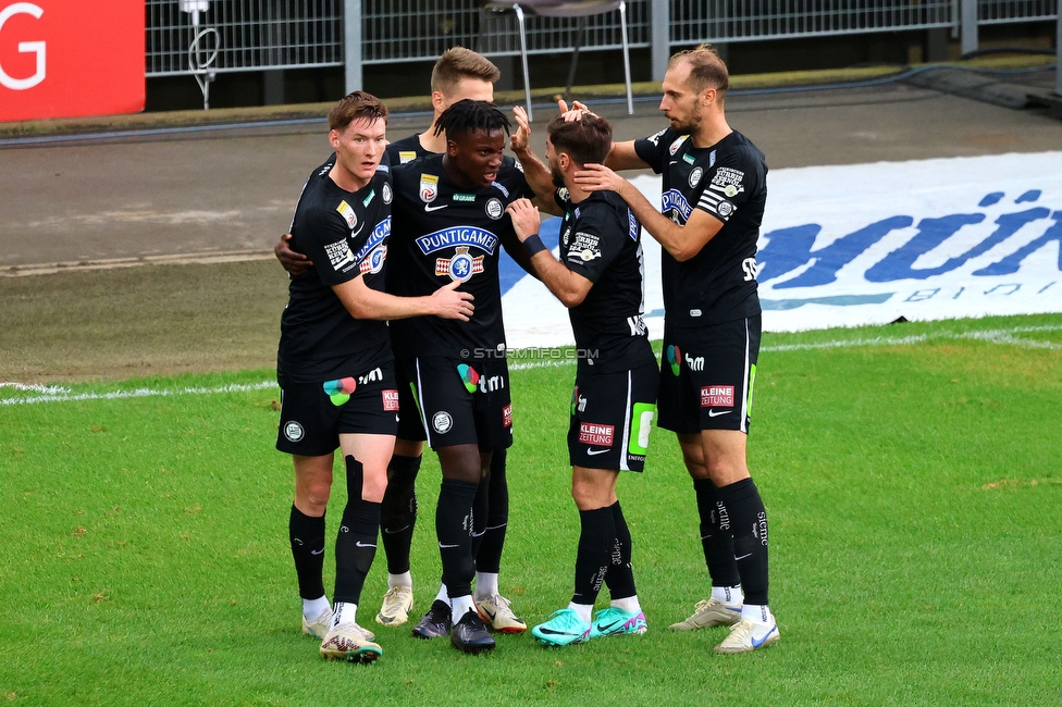 Sturm Graz - Hartberg
Oesterreichische Fussball Bundesliga, 11. Runde, SK Sturm Graz - TSV Hartberg,  Stadion Liebenau Graz, 21.10.2023. 

Foto zeigt Seedy Jatta (Sturm)
Schlüsselwörter: torjubel