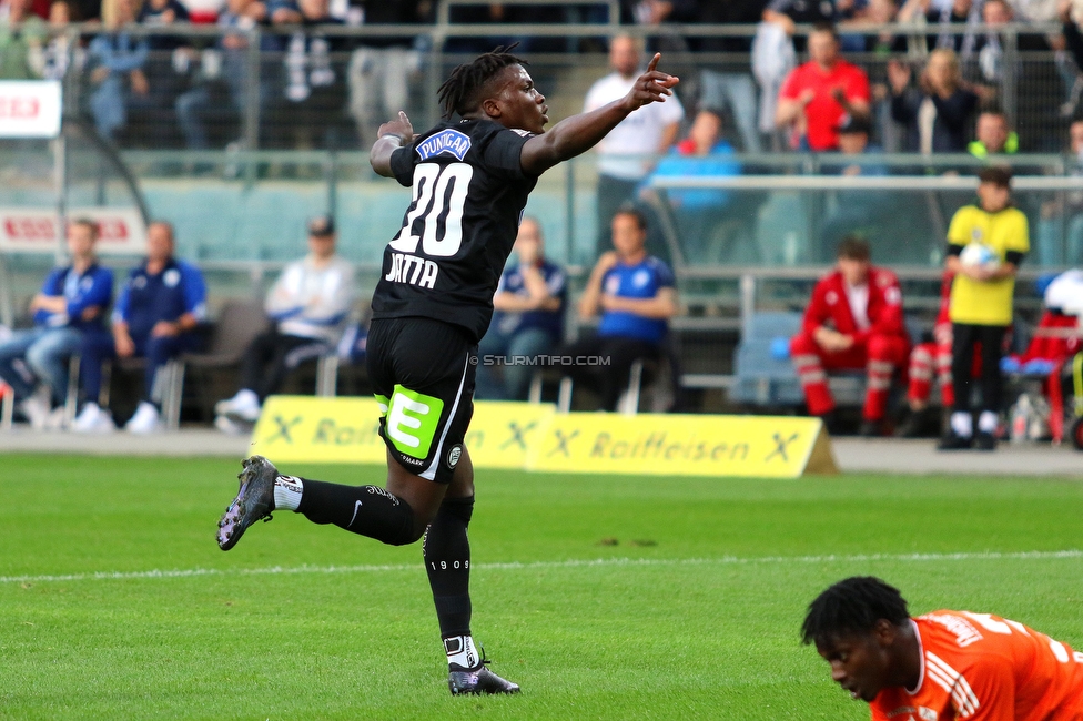 Sturm Graz - Hartberg
Oesterreichische Fussball Bundesliga, 11. Runde, SK Sturm Graz - TSV Hartberg, Stadion Liebenau Graz, 21.10.2023. 

Foto zeigt Seedyahmed Tijan Jatta (Sturm)
Schlüsselwörter: torjubel