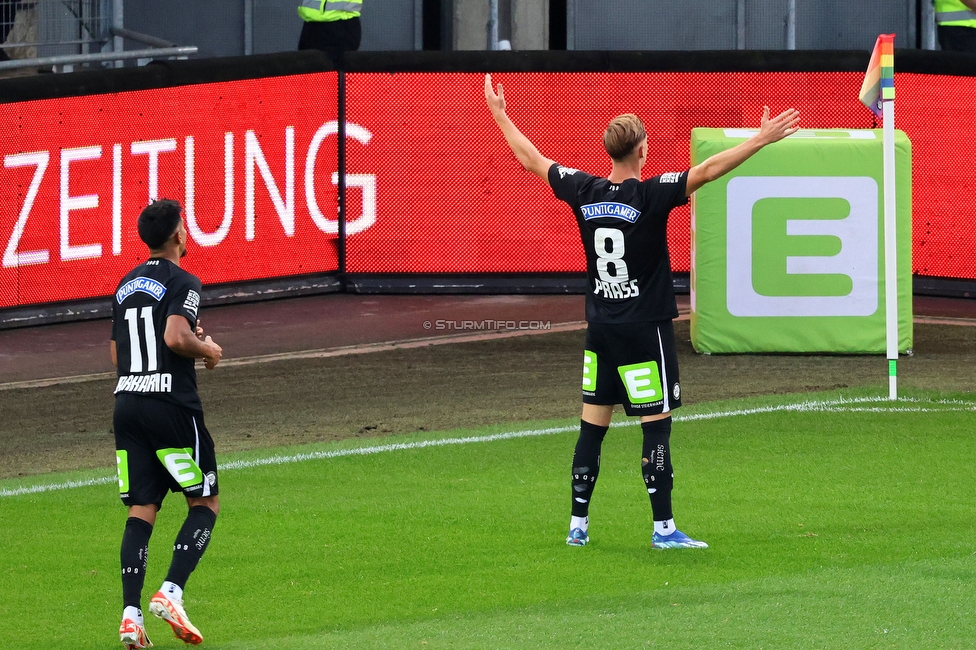 Sturm Graz - Hartberg
Oesterreichische Fussball Bundesliga, 11. Runde, SK Sturm Graz - TSV Hartberg,  Stadion Liebenau Graz, 21.10.2023. 

Foto zeigt Manprit Sarkaria (Sturm) und Alexander Prass (Sturm)
Schlüsselwörter: torjubel