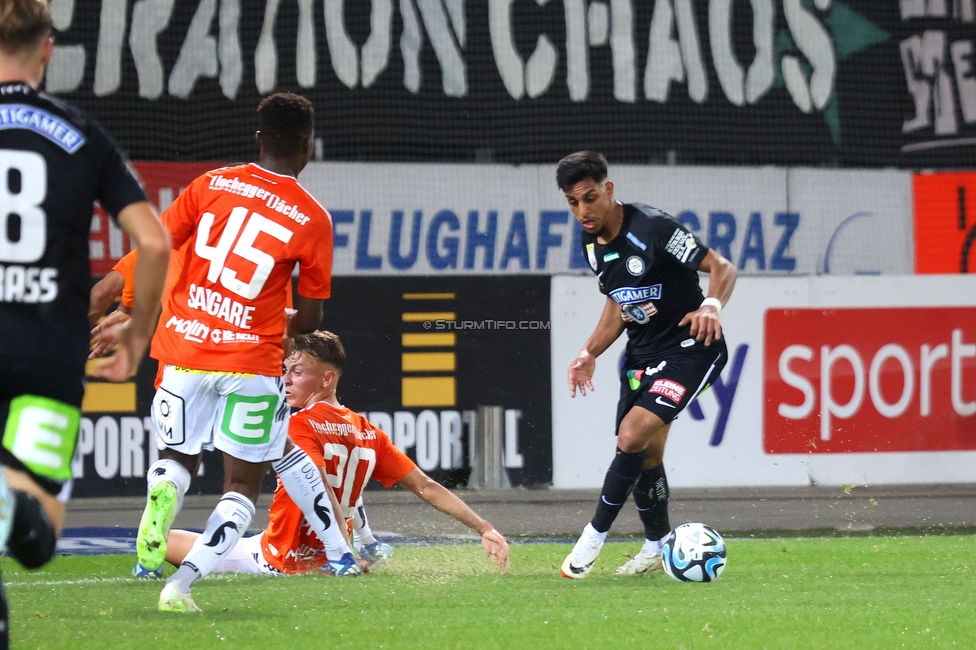 Sturm Graz - Hartberg
Oesterreichische Fussball Bundesliga, 11. Runde, SK Sturm Graz - TSV Hartberg, Stadion Liebenau Graz, 21.10.2023. 

Foto zeigt Manprit Sarkaria (Sturm)
