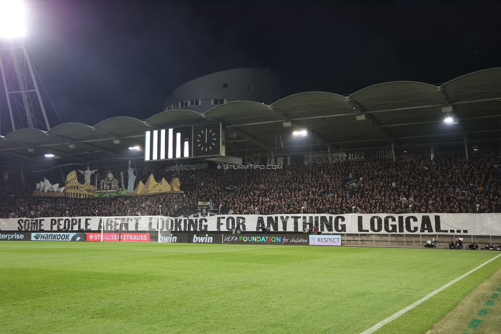 Sturm Graz - Atalanta
UEFA Europa League Gruppenphase 3. Spieltag, SK Sturm Graz - Atalanta Bergamo, Stadion Liebenau Graz, 26.10.2023. 

Foto zeigt Fans von Sturm mit einer Choreografie
