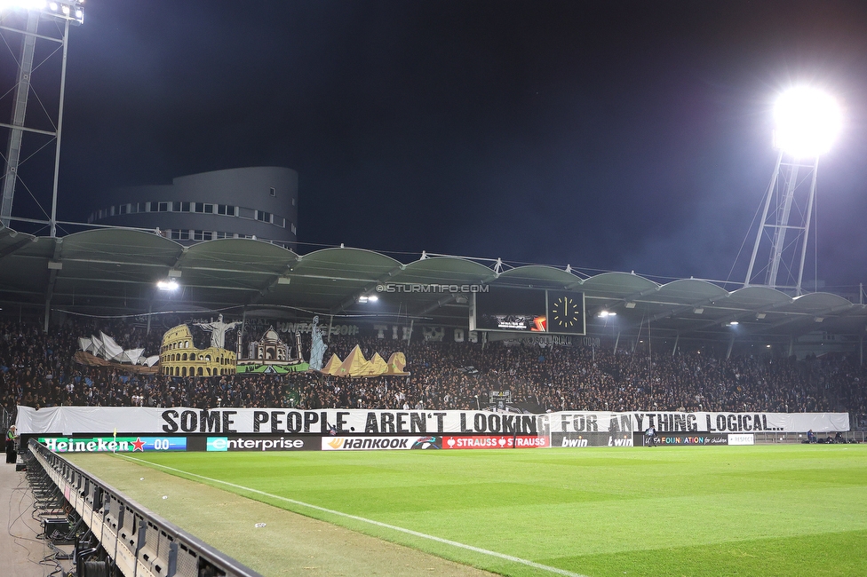 Sturm Graz - Atalanta
UEFA Europa League Gruppenphase 3. Spieltag, SK Sturm Graz - Atalanta Bergamo, Stadion Liebenau Graz, 26.10.2023. 

Foto zeigt Fans von Sturm mit einer Choreografie
