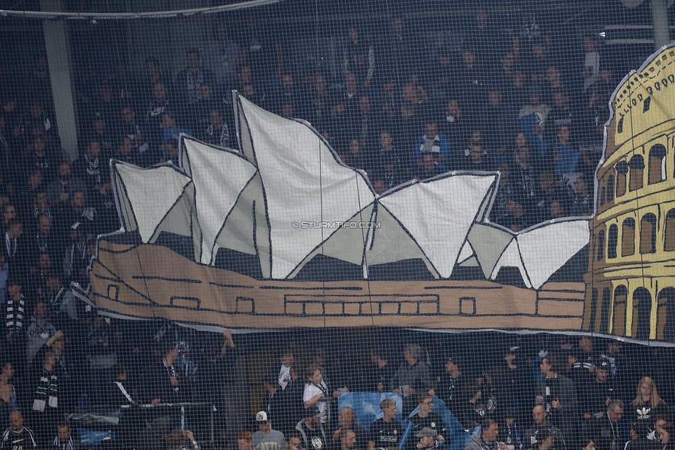 Sturm Graz - Atalanta
UEFA Europa League Gruppenphase 3. Spieltag, SK Sturm Graz - Atalanta Bergamo, Stadion Liebenau Graz, 26.10.2023. 

Foto zeigt Fans von Sturm mit einer Choreografie
