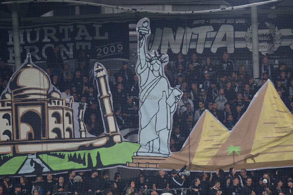 Sturm Graz - Atalanta
UEFA Europa League Gruppenphase 3. Spieltag, SK Sturm Graz - Atalanta Bergamo, Stadion Liebenau Graz, 26.10.2023. 

Foto zeigt Fans von Sturm mit einer Choreografie
